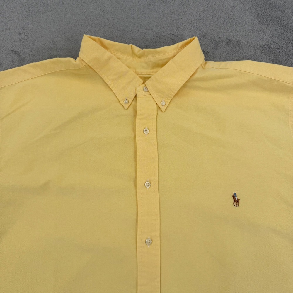 Polo Ralph Lauren Oxford Button Down Shirt Big & Tall Men 4XB Yellow Cotton NWT - Picture 3 of 16